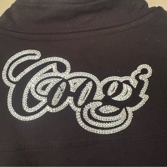 Coogi Black Sparkle Bomber Jacket Girls XL Spell Out Bling Embellished Military - Picture 12 of 12